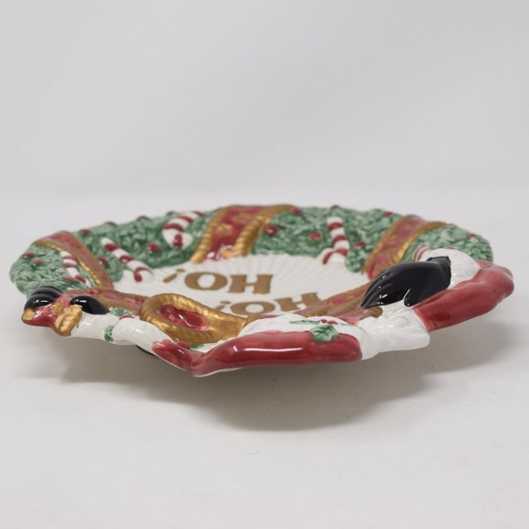2002 Fitz and Floyd Essentials Santa Wreath Canape Plate IOB Christmas 3D - Picture 8 of 14